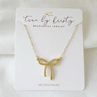 14k Gold Filled Bow Necklace by True by Kristy – CZ Ribbon Pendant