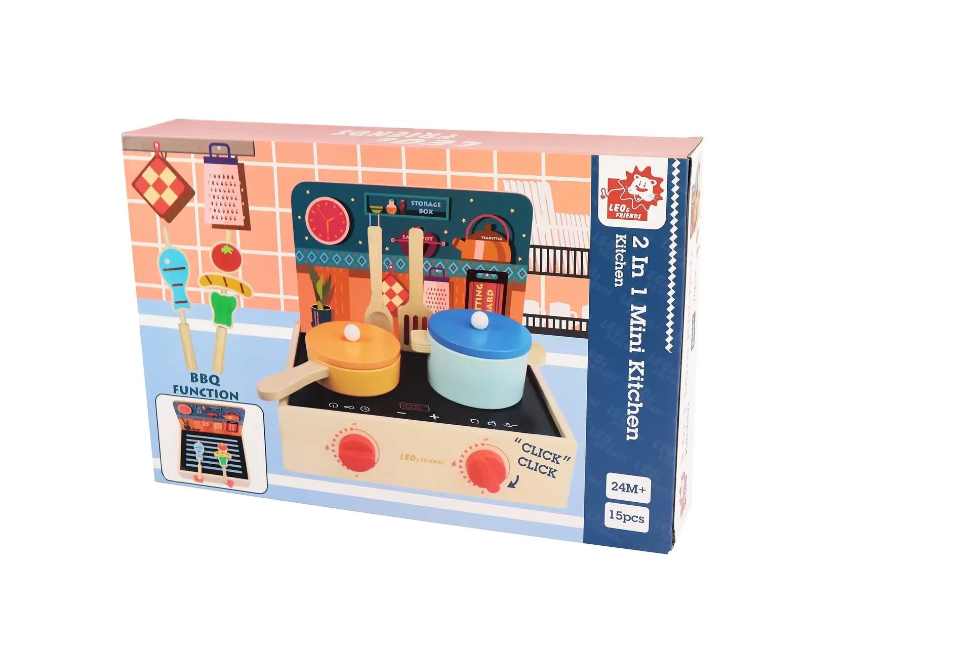 2-in-1 Mini Kitchen Wooden Play Set - Wooden Play Kitchen Set