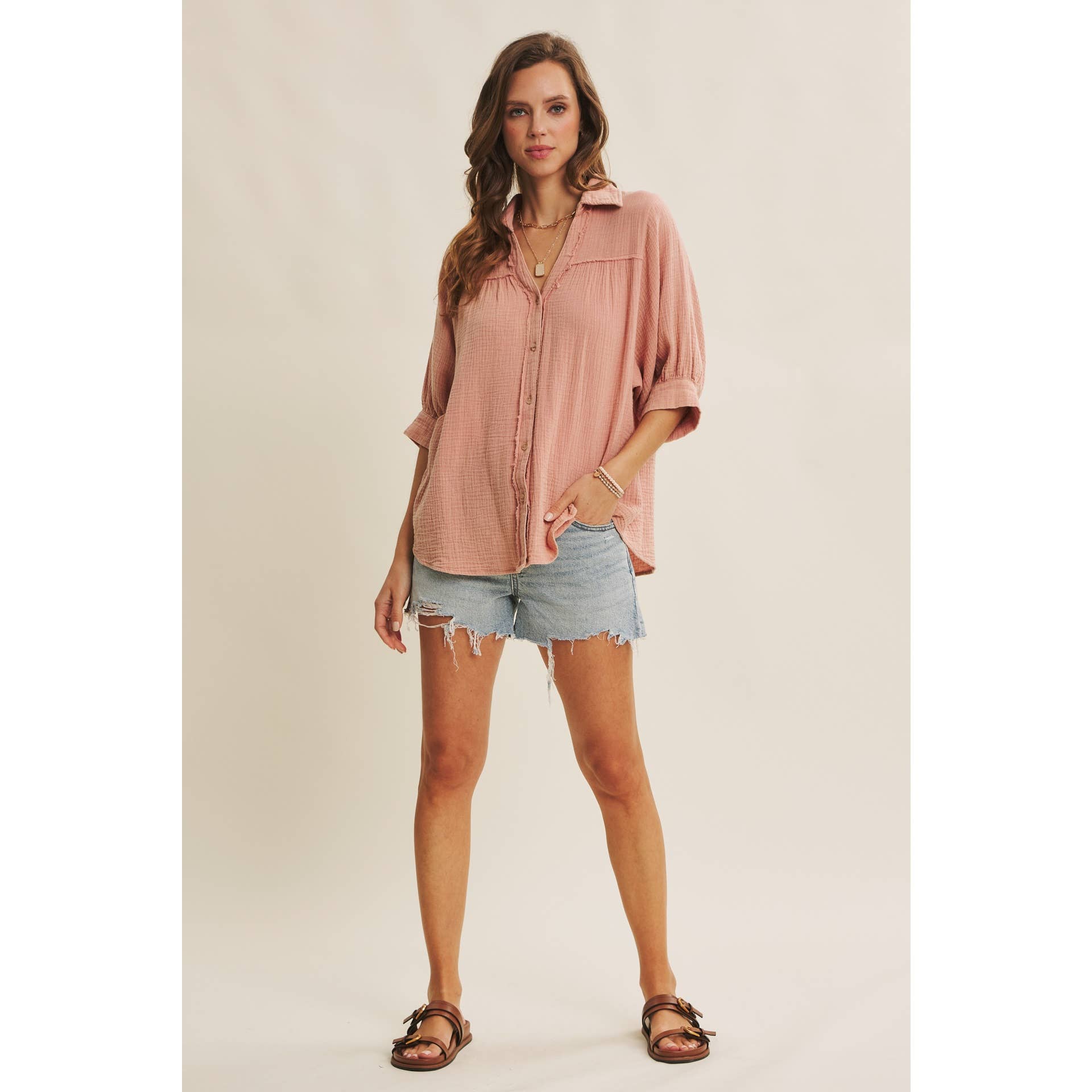 Cotton Gauze Shirt - Close-Up of Mineral Wash Texture | 100% Cotton