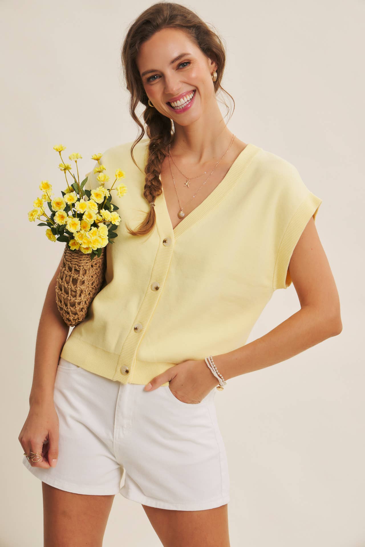 Cotton Sweater Vest - Worn Open as Cardigan | Versatile Layering