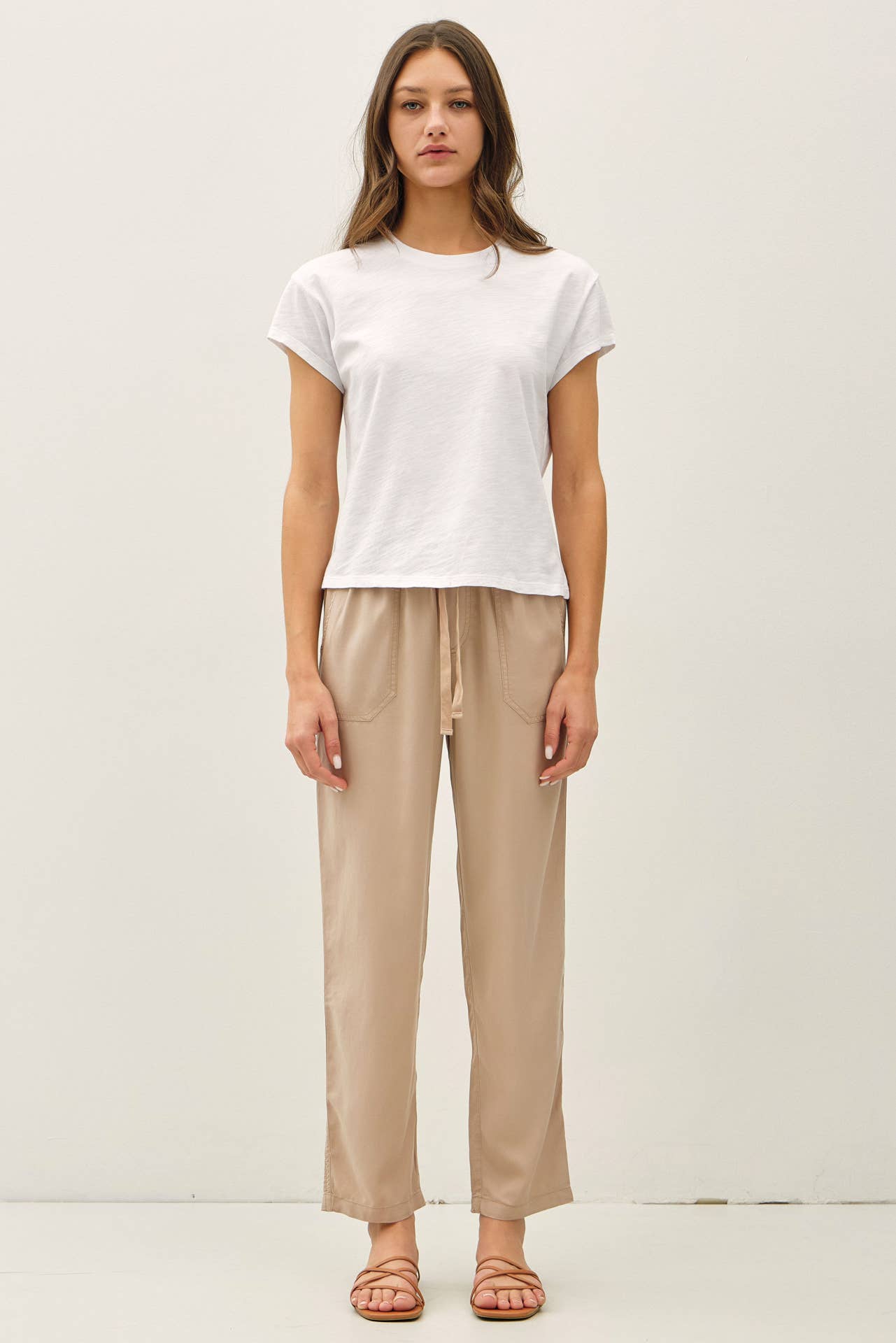 Lara TENCEL Ankle Pants - Side View | Straight Leg Ankle Length