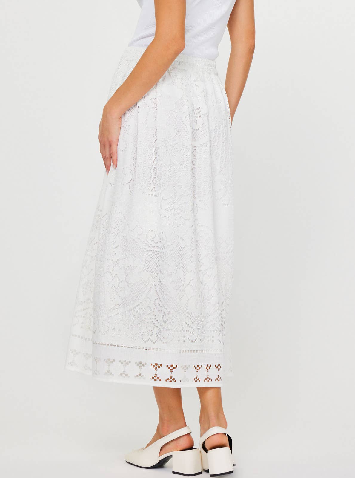 Lace Midi Skirt - Styled with Blouse | Elegant Occasion Outfit