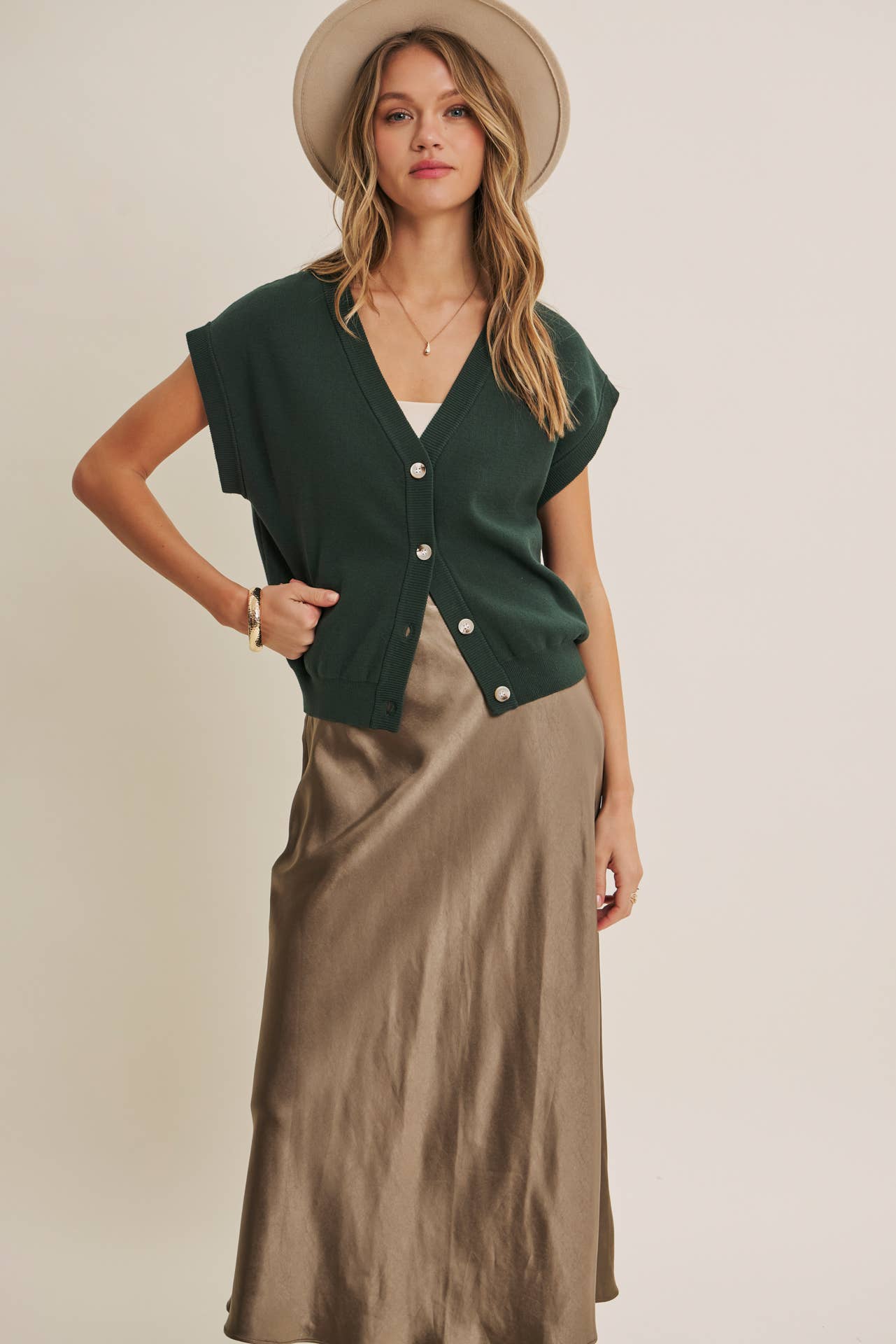 Cotton Sweater Vest - Back View | Relaxed V-Neck Silhouette