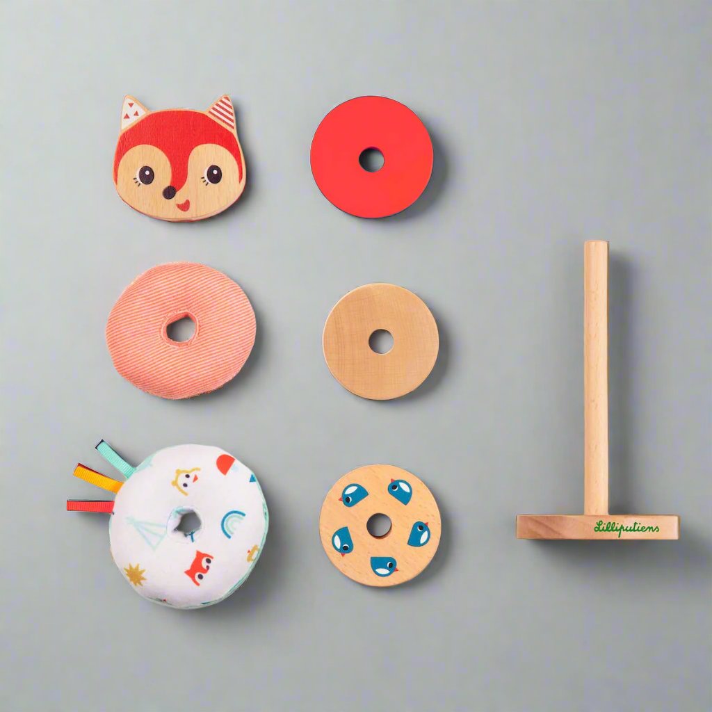 Another view of the Alice Stacking Pyramid by Janod - Toddler Stacking Pyramid Toy