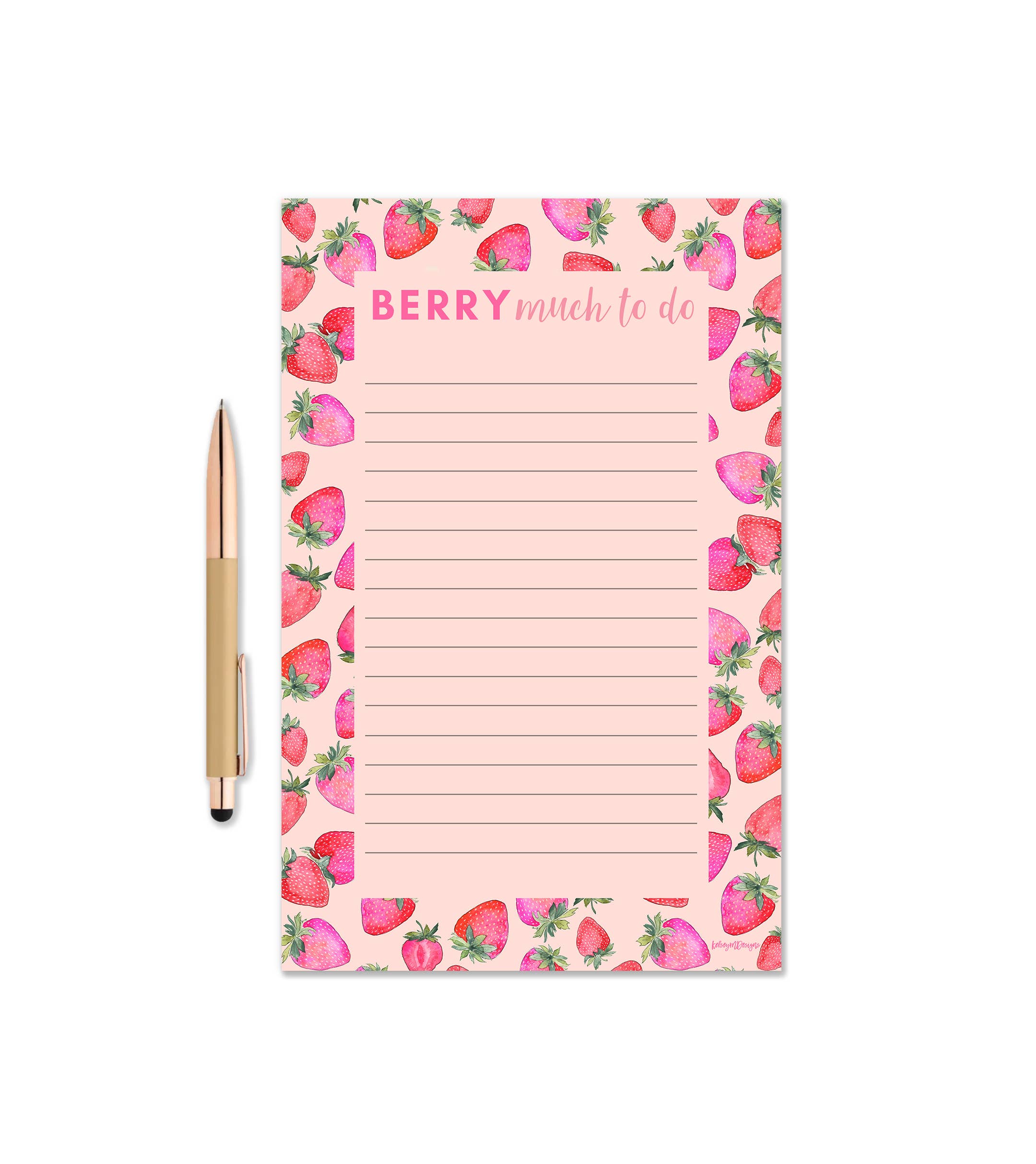 Berry Much To-Do Notepad - Watercolor Strawberry To-Do Notepad