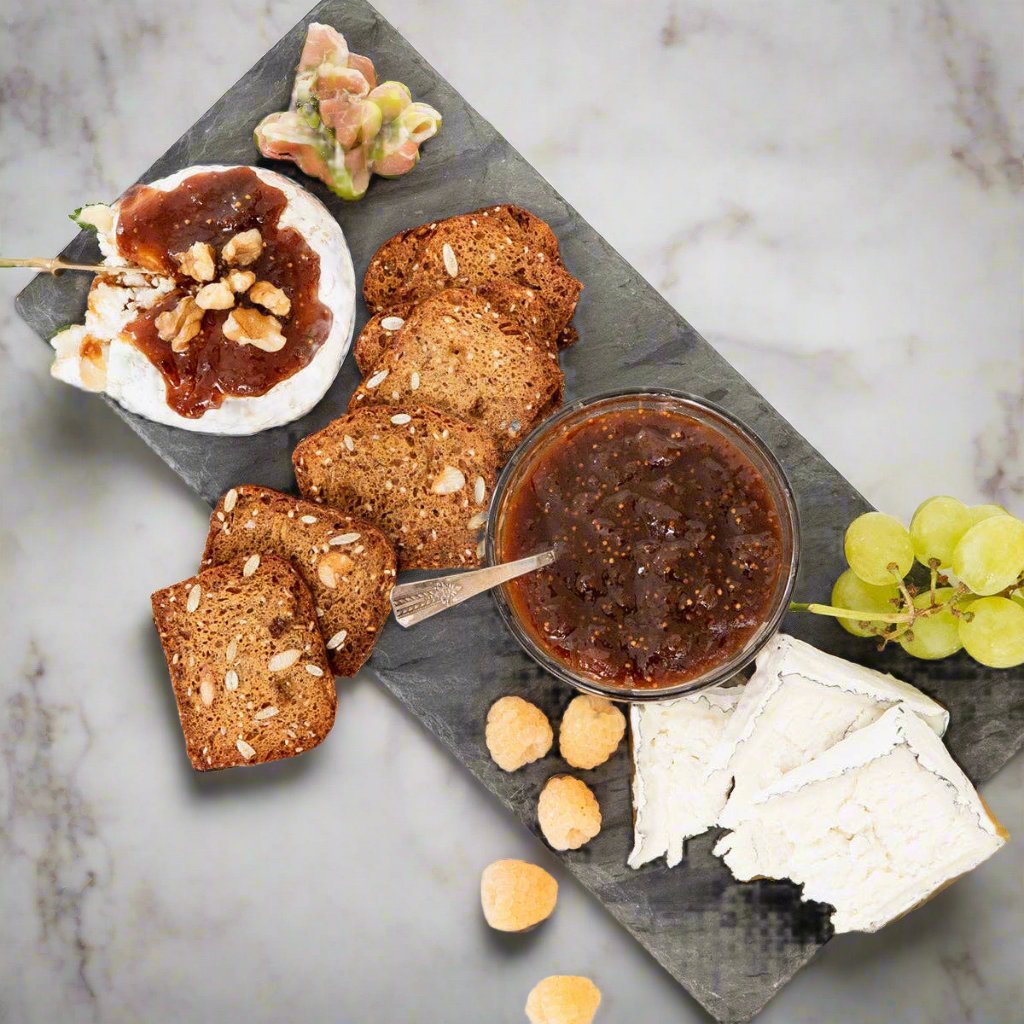 Charcuterie Board used with Caramelized Fig Jam with Pear and Honey by Blake Hill Preserves – a gourmet preserve