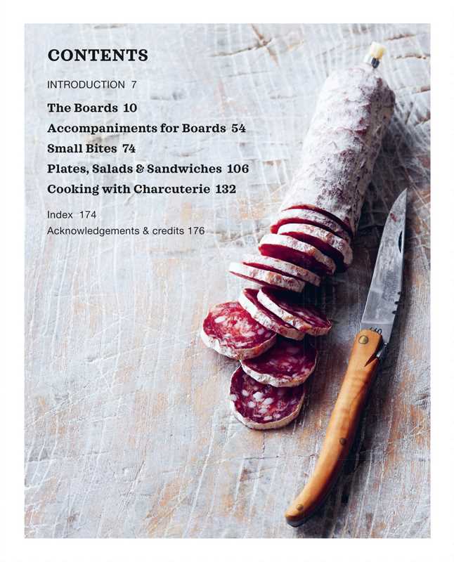 Table of contents from Charcuterie Boards by Miranda Ballard – Entertaining Made Easy.