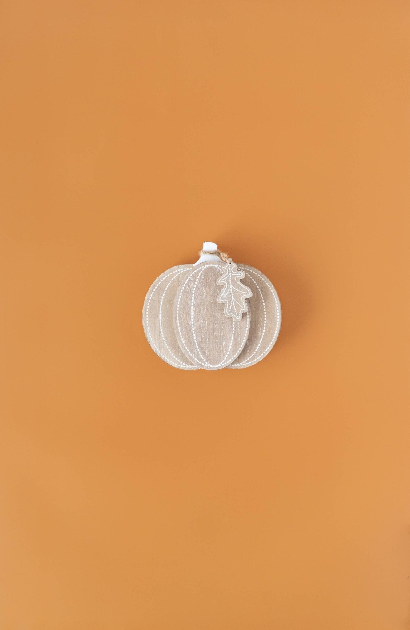 Front Side Wooden pumpkin on an orange background