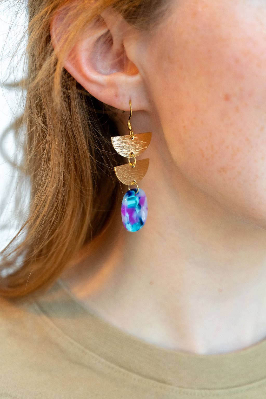 Another view of Elena Earrings by Spiffy & Splendid – Purple Statement Earrings