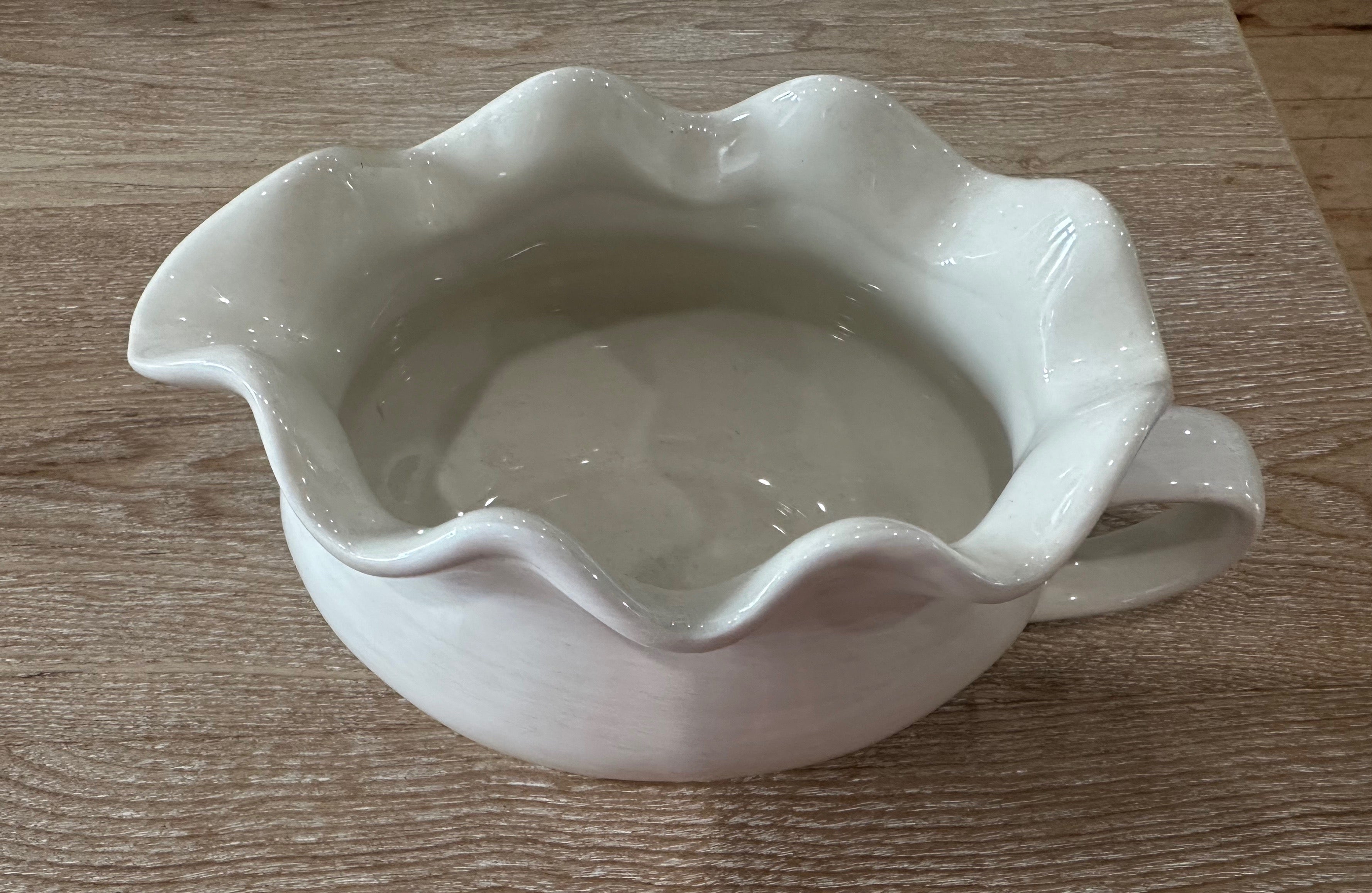 Signature White Ruffle Gravy Bowl | Sudha's Emporium