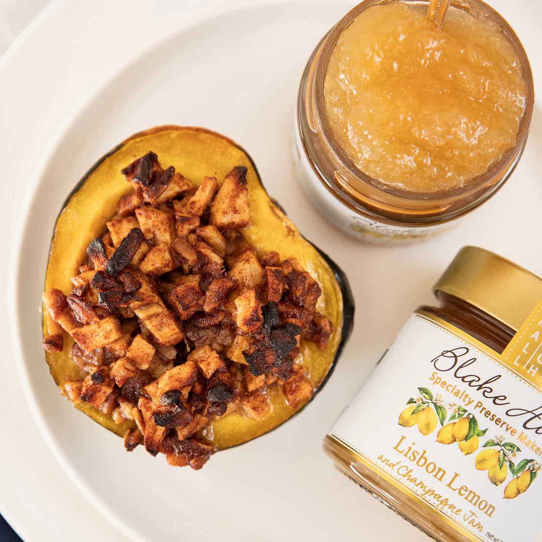 Butternut squash drizzled with Lemon Champagne Jam by Blake Hill Preserves – a gourmet Lisbon lemon preserve