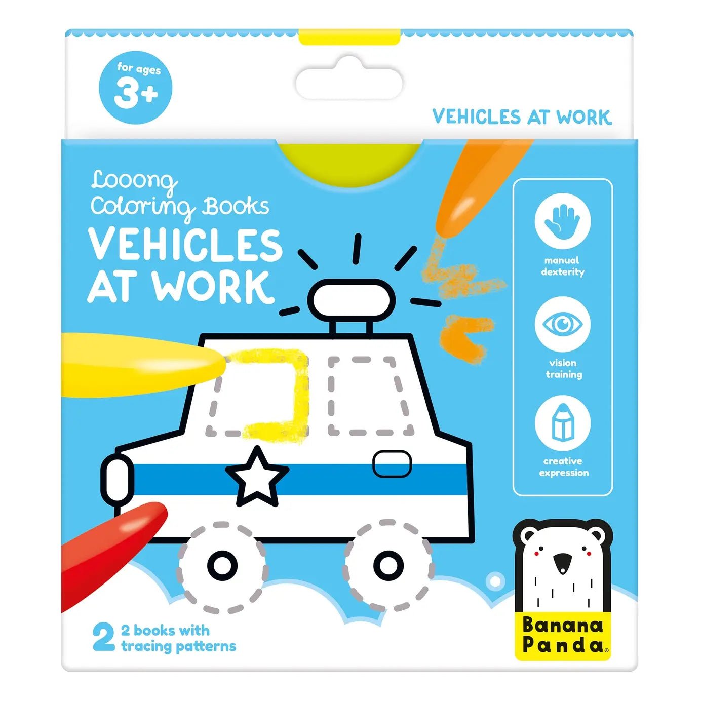 Looong Coloring Books Vehicles At Work - Vehicle Coloring Book for Kids
