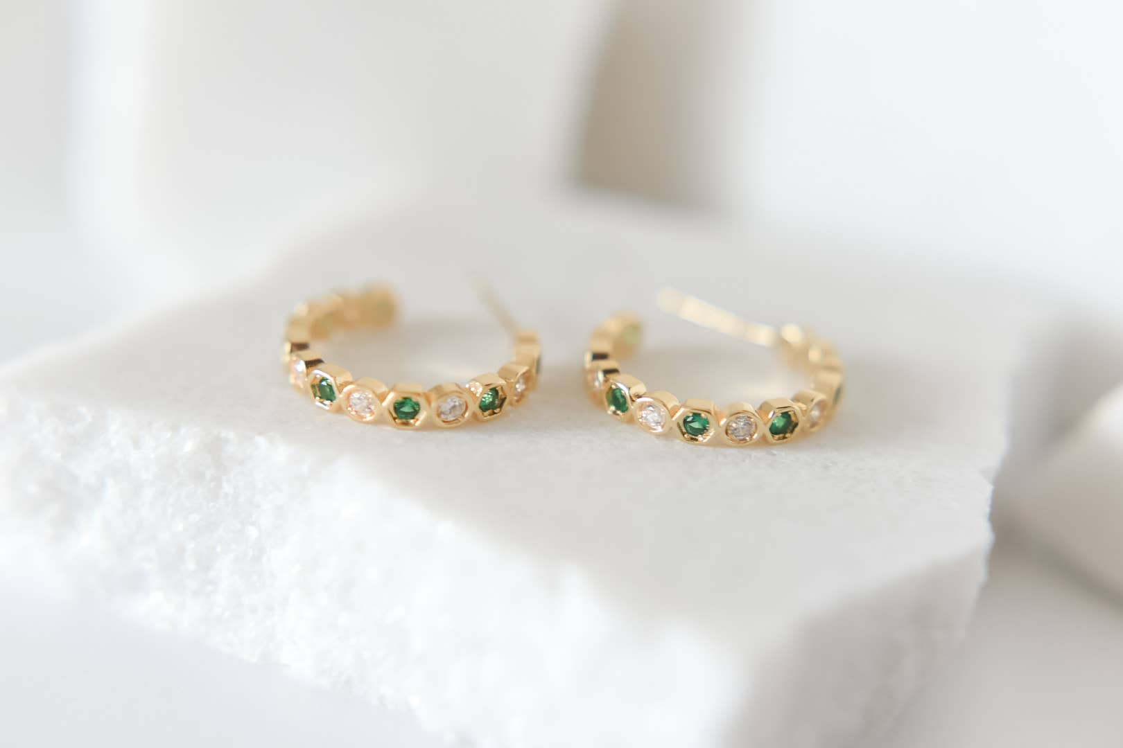 Mayble Earrings by Bella Rey Jewelry – Gold Plated Hoop Stud Earrings