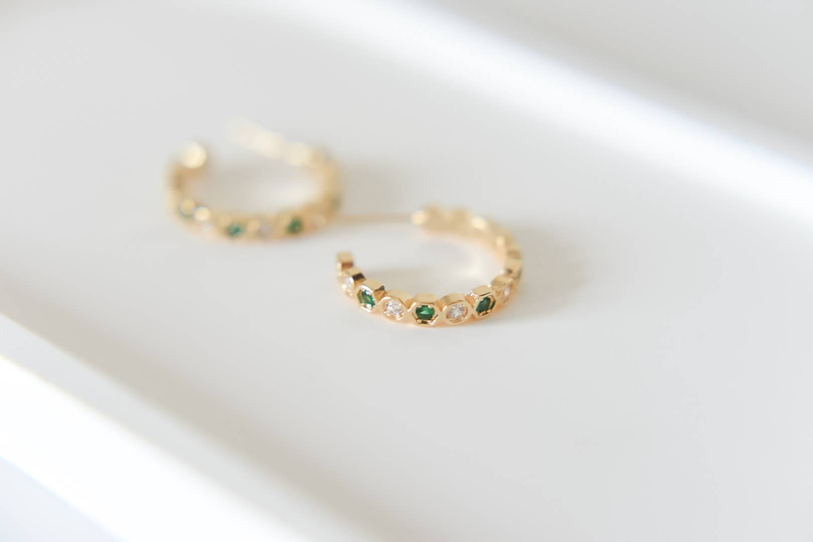 Another view of Mayble Earrings by Bella Rey Jewelry – Gold Plated Hoop Stud Earrings