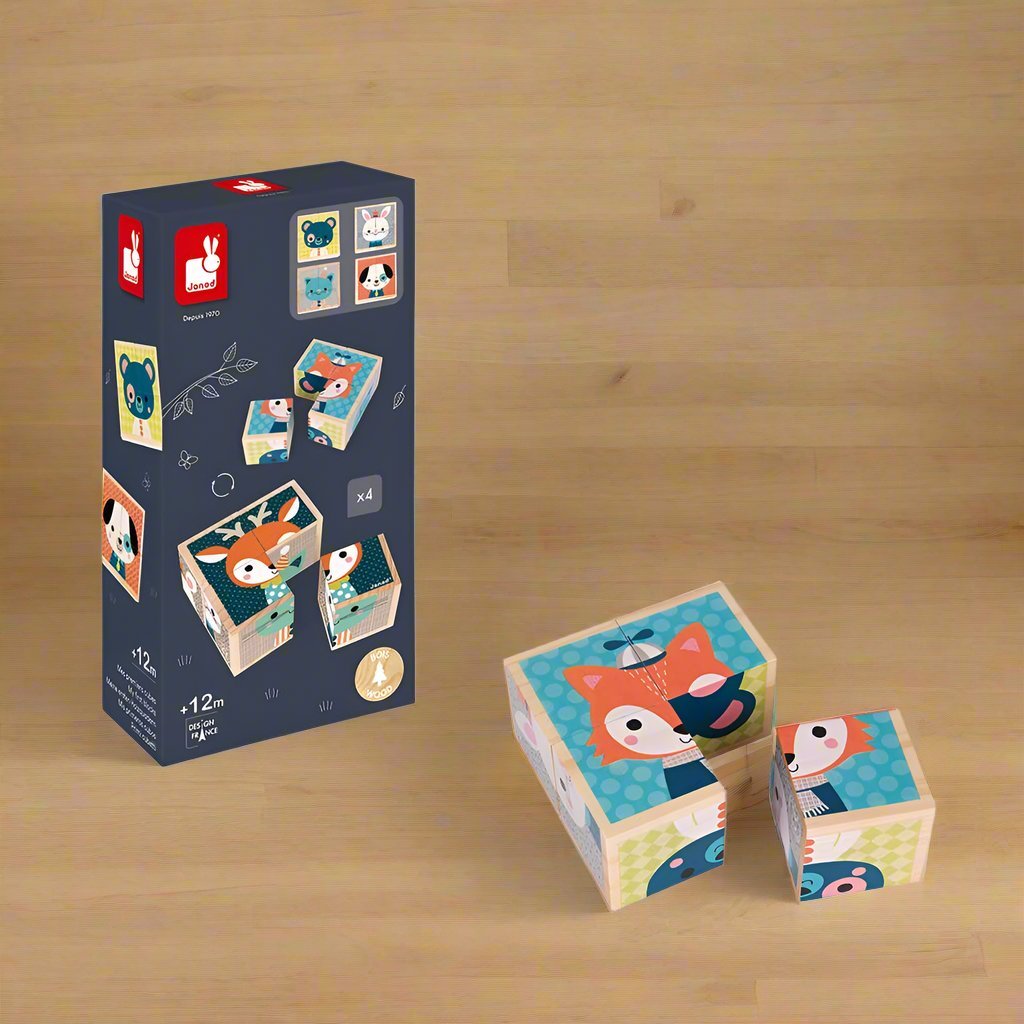 My First Blocks Forest Portraits by Janod - Animal Block Puzzle for Toddlers