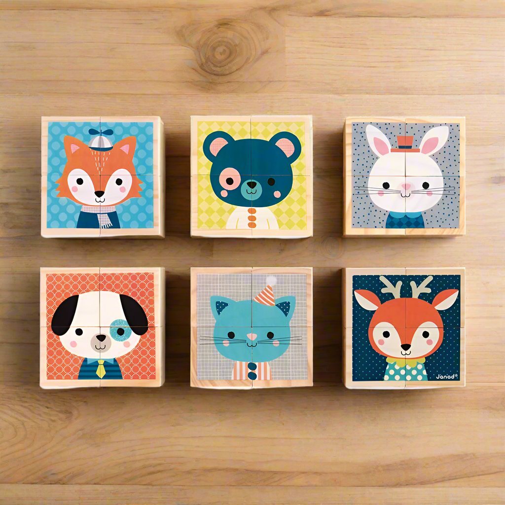 Another virew of My First Blocks Forest Portraits by Janod - Animal Block Puzzle for Toddlers