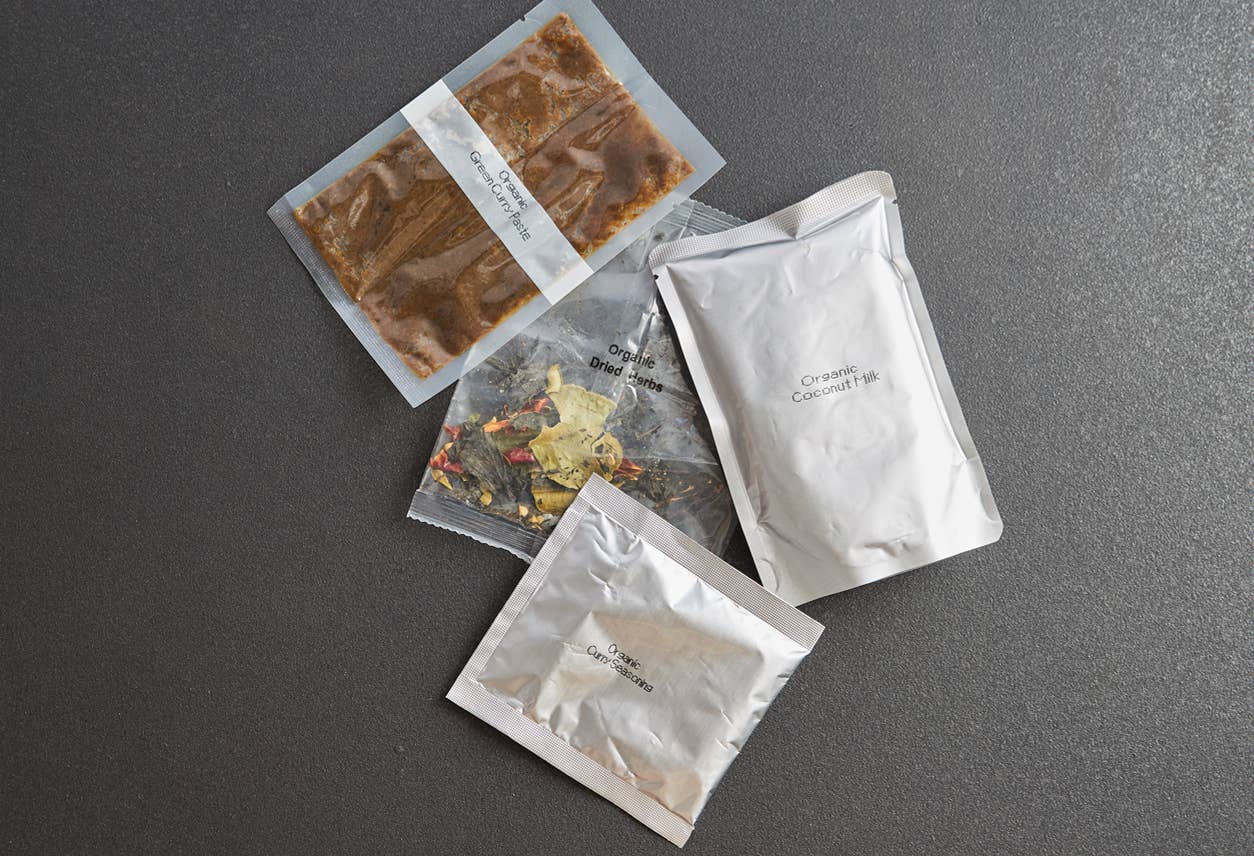 Contents of Organic Green Curry Cooking Kit by Verve Culture– organic, vegan, and gluten-free