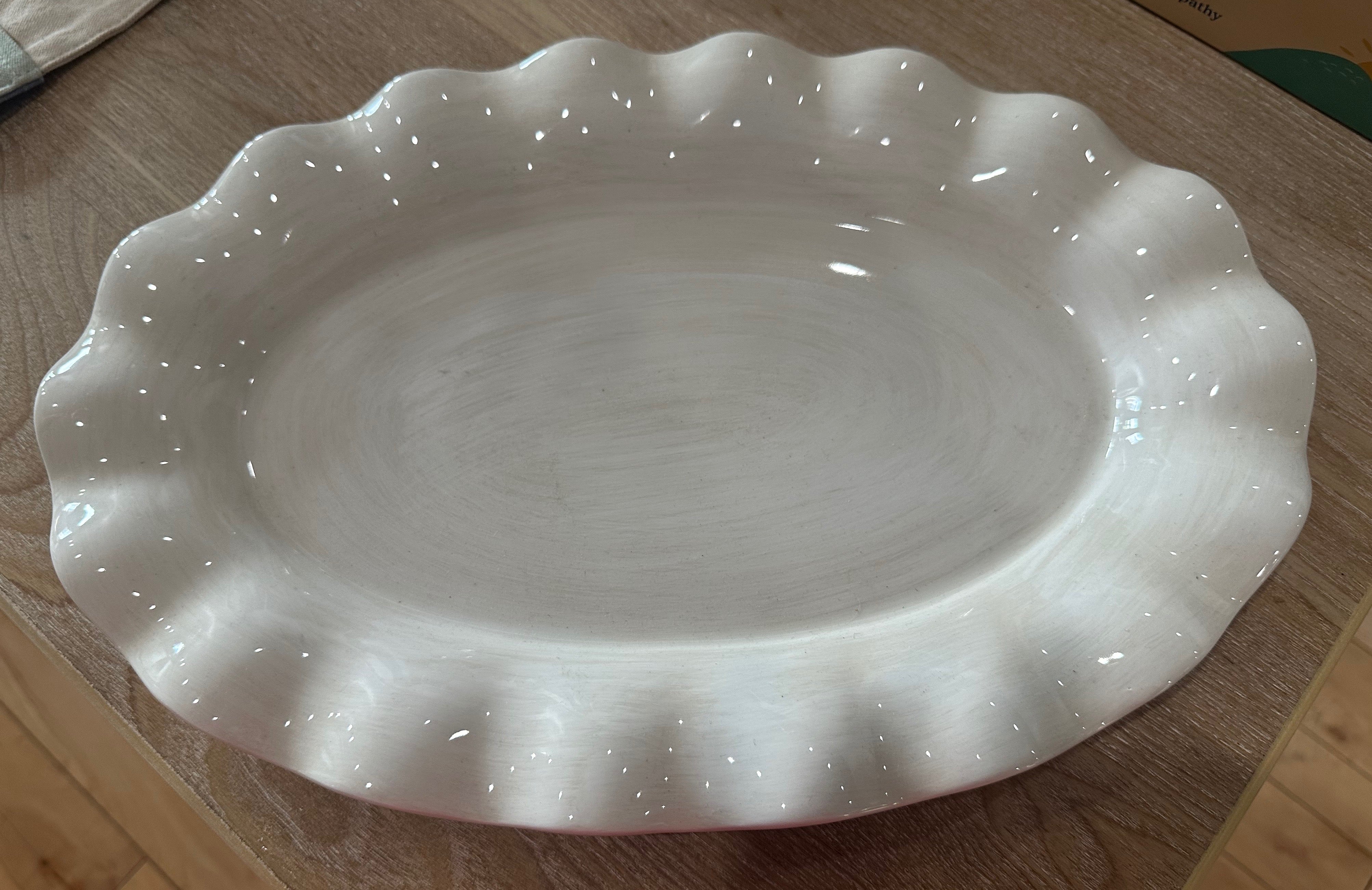 Signature White Ruffle Oval Platter | Sudha's Emporium