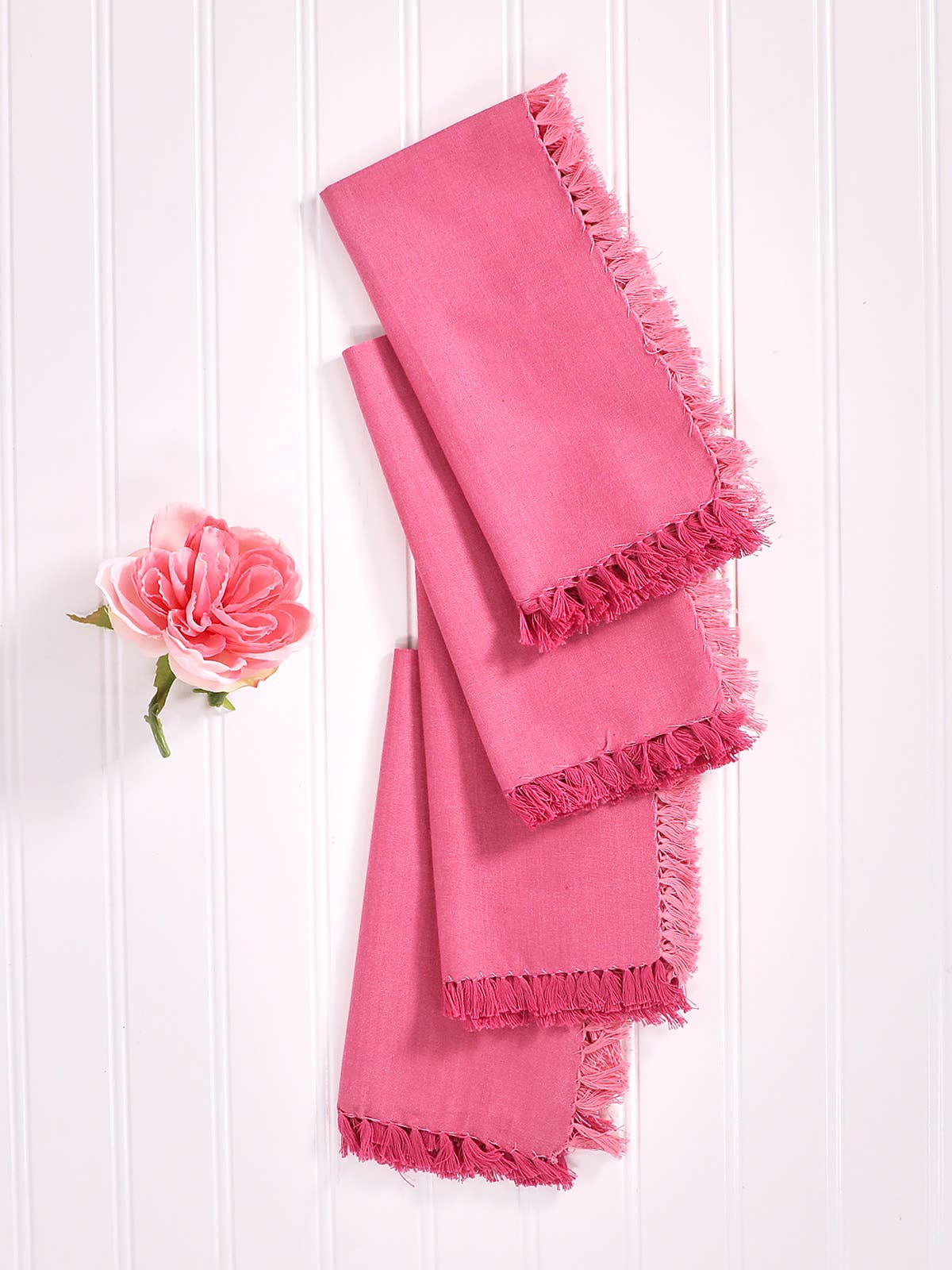 Pink Chambray Napkin Set by April Cornell. The set includes 4 napkins.