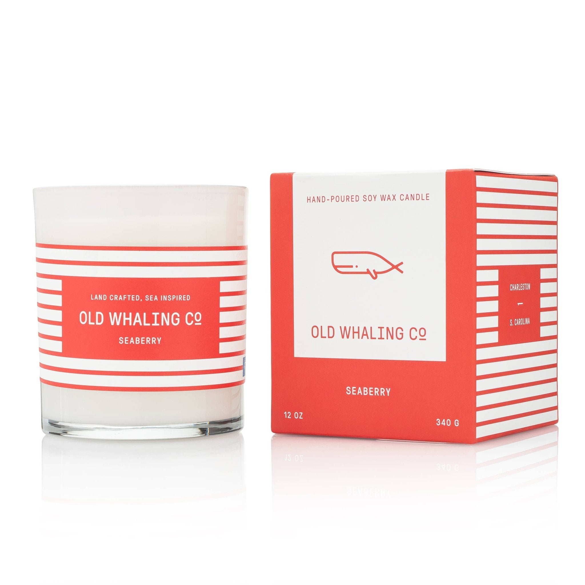 Seaberry soy candle by Old Whaling Co in a coastal-inspired glass jar