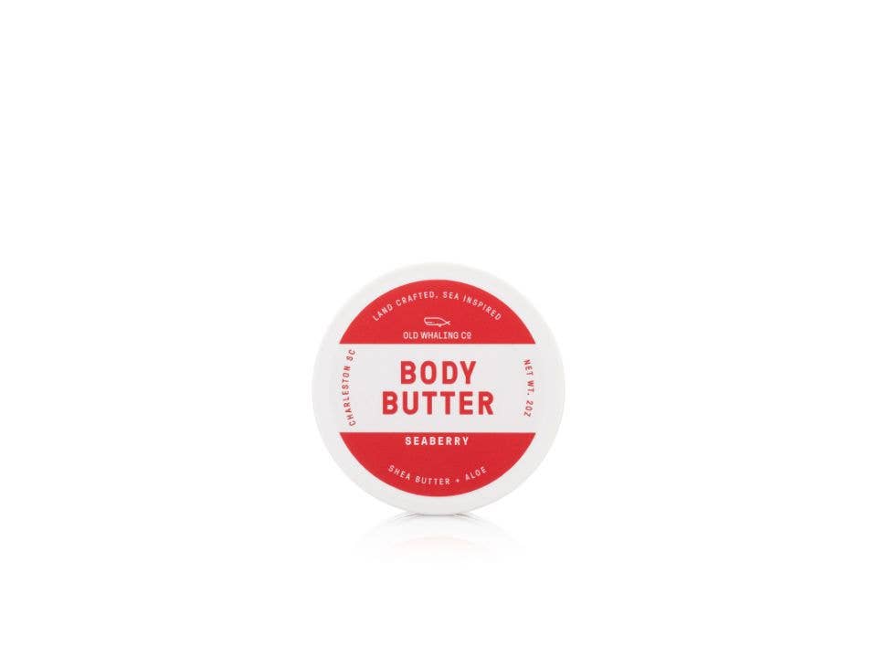 Seaberry 2oz travel size body butter  by Old Whaling Co in a plastic jar