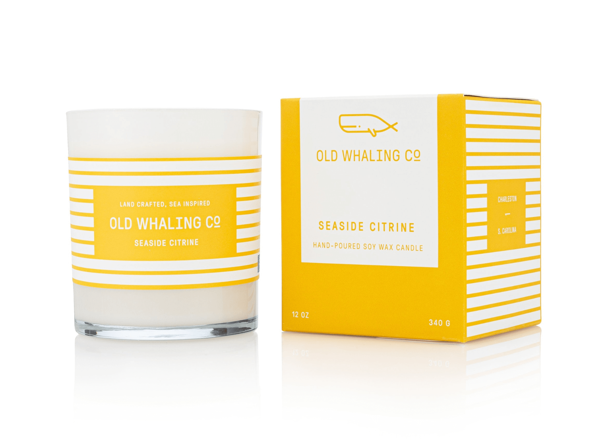 Seaside Citrine soy candle by Old Whaling Co in a coastal-inspired glass jar
