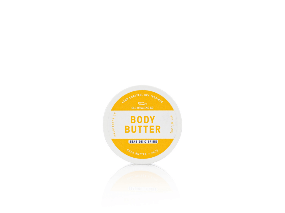 Seaside Citrine 2oz travel size body butter by Old Whaling Co in a plastic jar