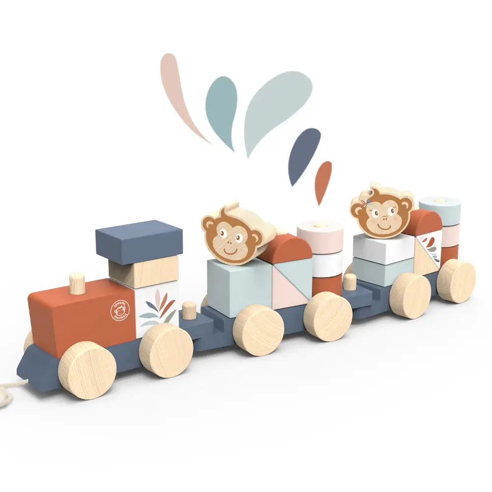 Stacking Train by Speedy Monkey | Wooden Stacking Train Toy