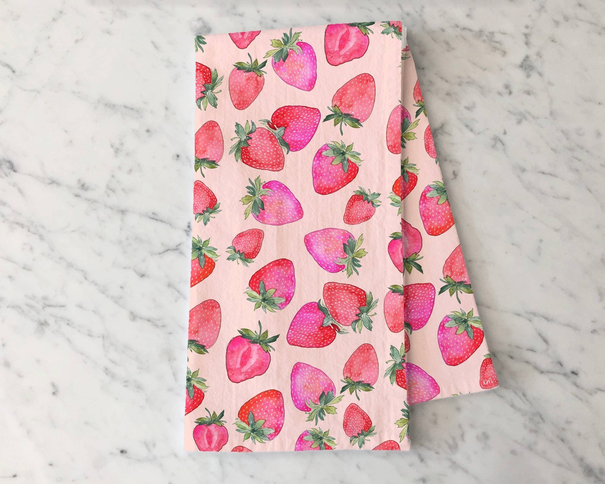 Another view of Strawberry Tea Towel – 100% Cotton Flour Sack Towel for Kitchen or Bar