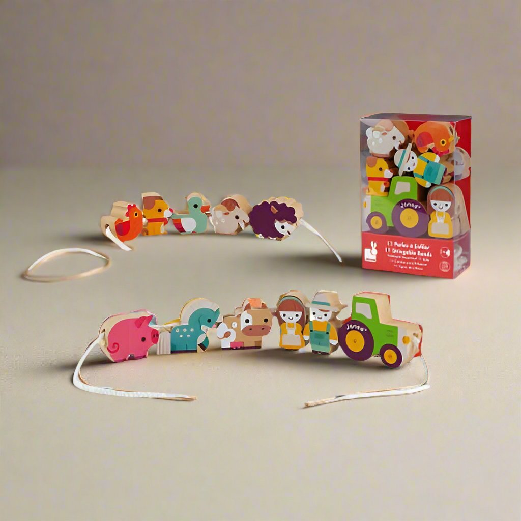 Stringable Farm Themed Beads by Janod - Stringable Farm Beads Toy