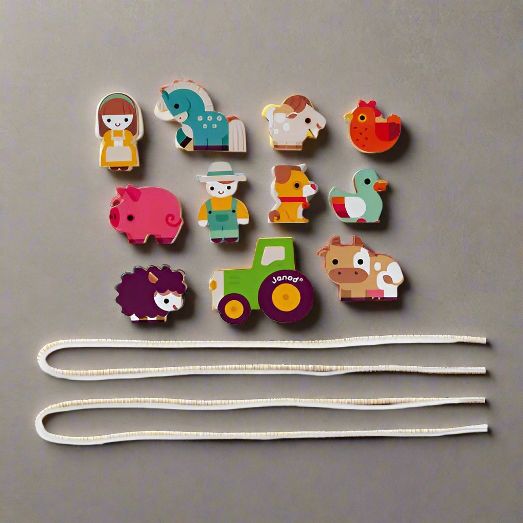 Another view of Stringable Farm Themed Beads by Janod - Stringable Farm Beads Toy