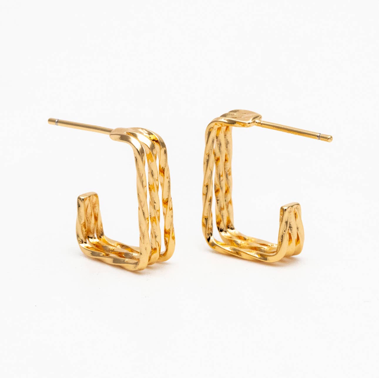 The Garner Hoop Studs by Bella Rey Jewelry – Gold Plated Square Hoop Studs