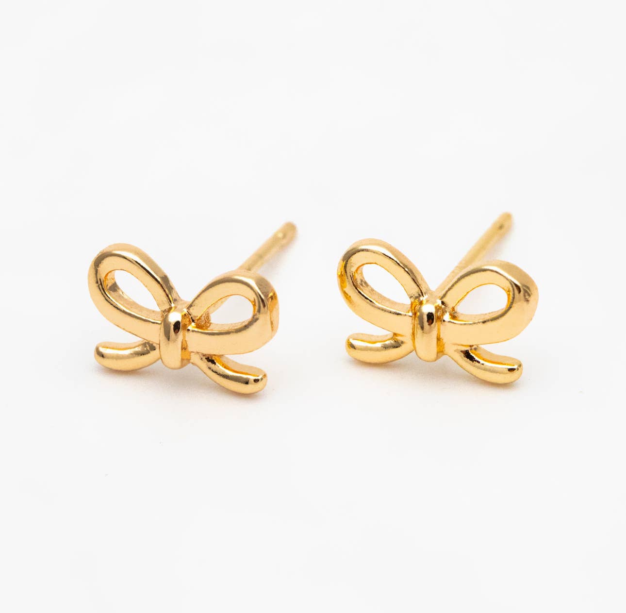 Another view of The Lela Bow Earrings by Bella Rey Jewelry — 18K Gold Plated Bow Stud Earrings