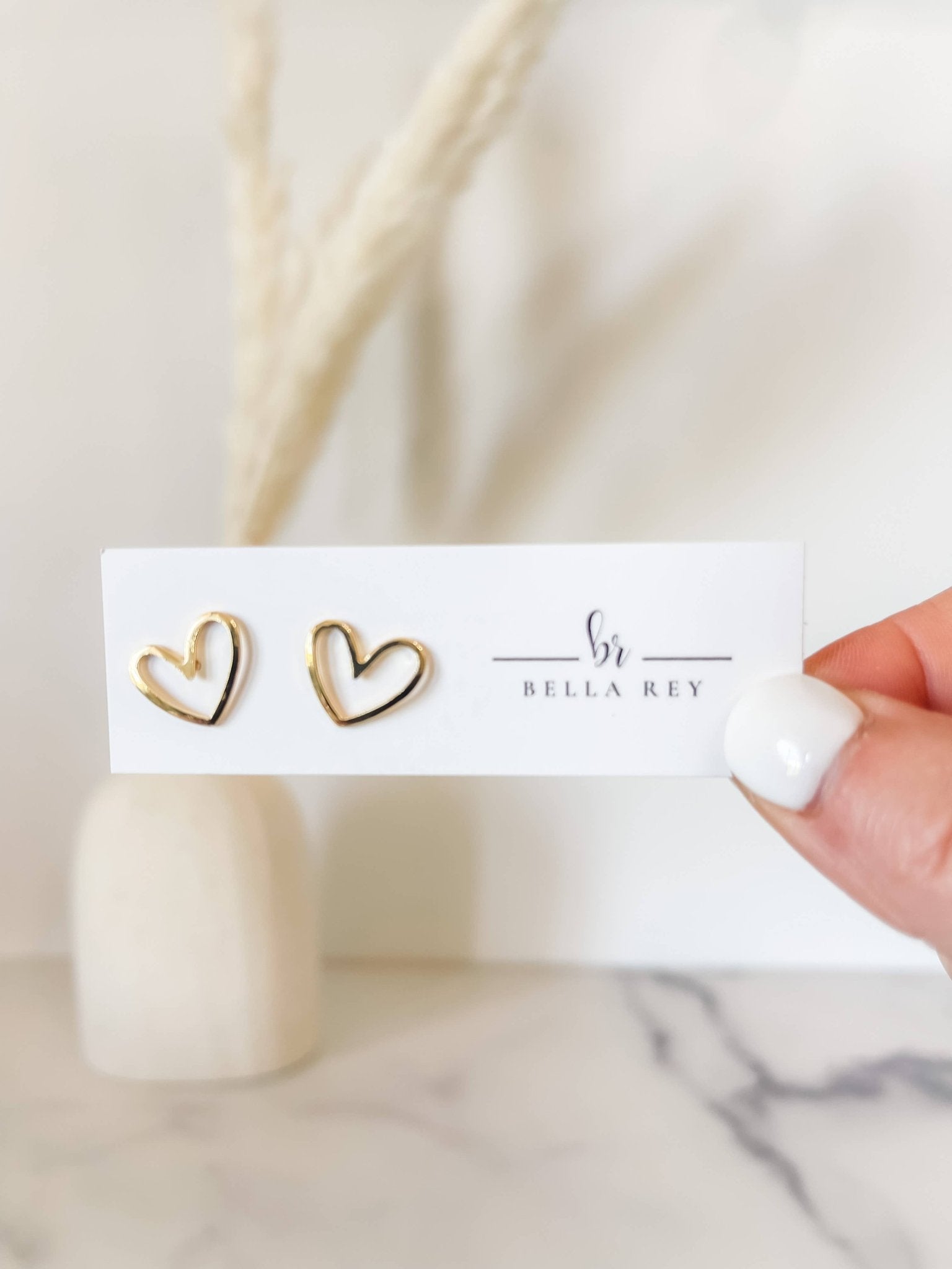 The Morgan Earrings by Bella Rey Jewelry – Gold Plated Heart Stud Earrings