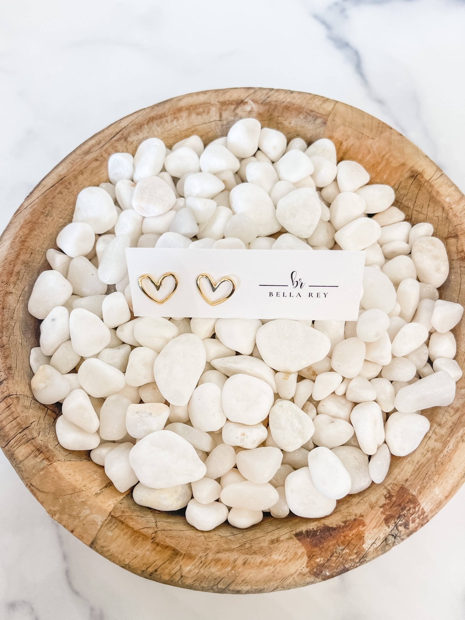 Another view by The Morgan Earrings by Bella Rey Jewelry – Gold Plated Heart Stud Earrings