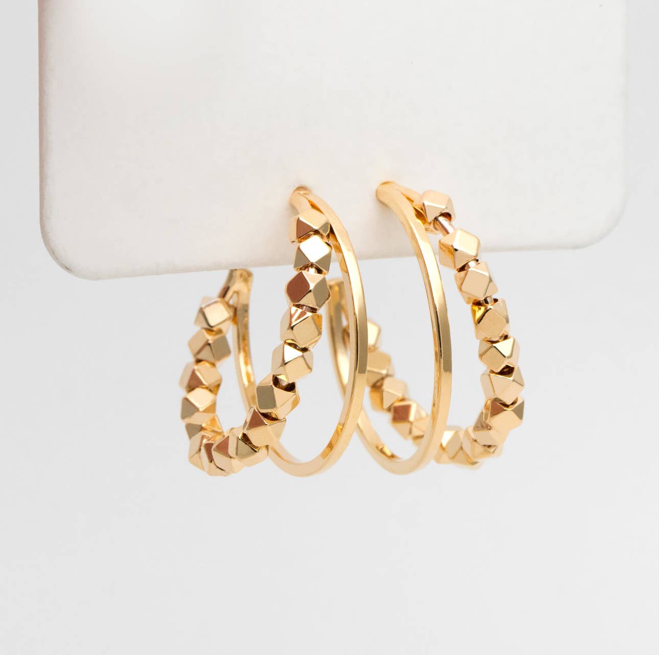 Another view of The Suri Earrings by Bella Rey Jewelry –18K Gold Plated Hoop Stud Earrings