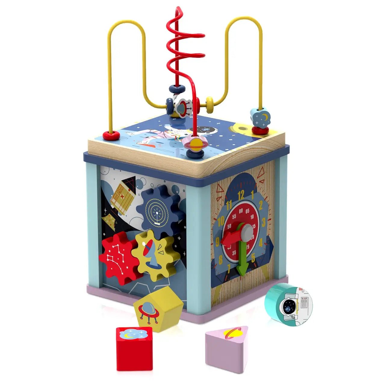 Toddler Wooden Space Activity Cube - Toddler Activity Cube