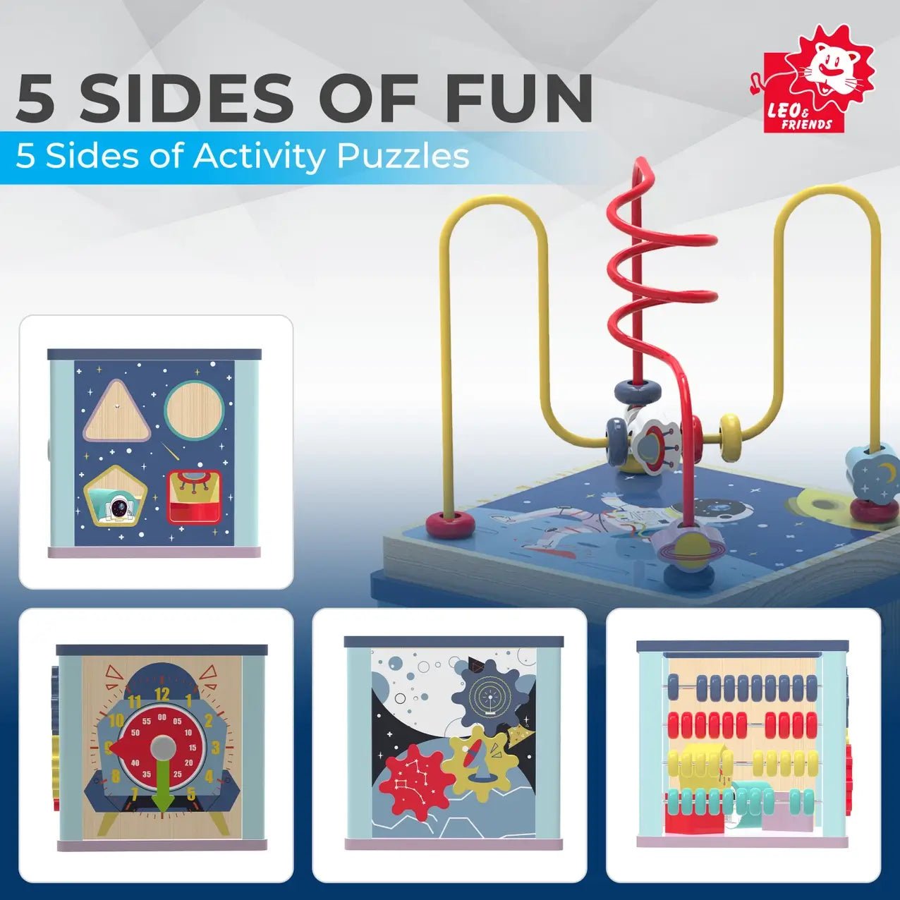 Another view of Toddler Wooden Space Activity Cube - Toddler Activity Cube