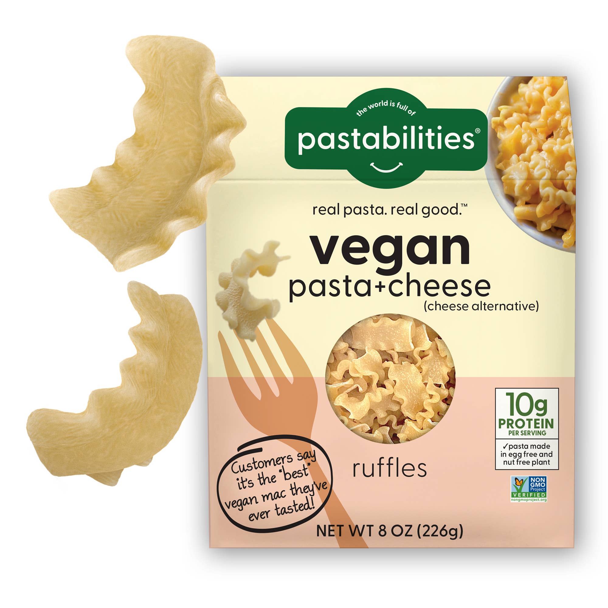 Pastabilities vegan ruffles mac and cheese packaging