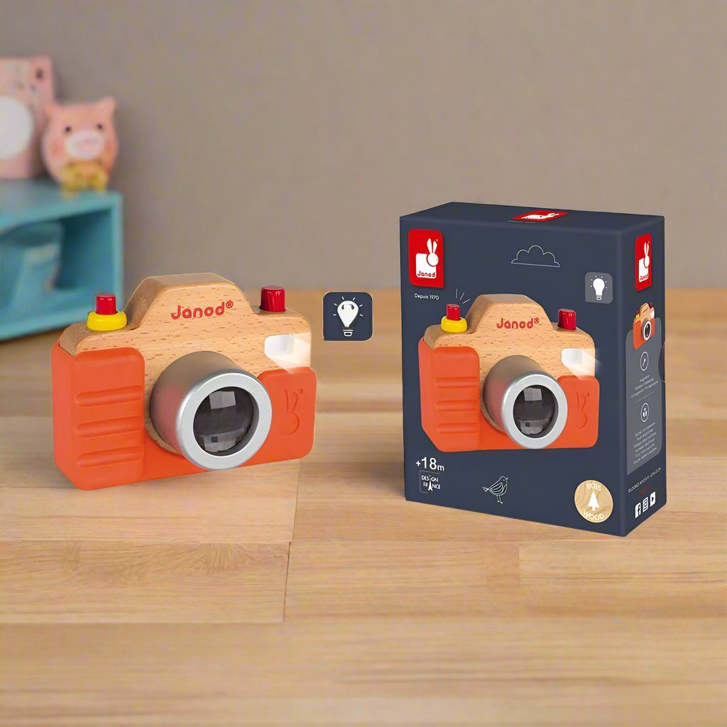 Wooden Sound Camera by Janod - Toy Camera for Toddlers