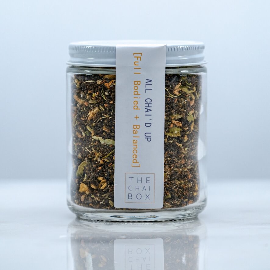 The Chai Box All Chaid Up in a glass jar.