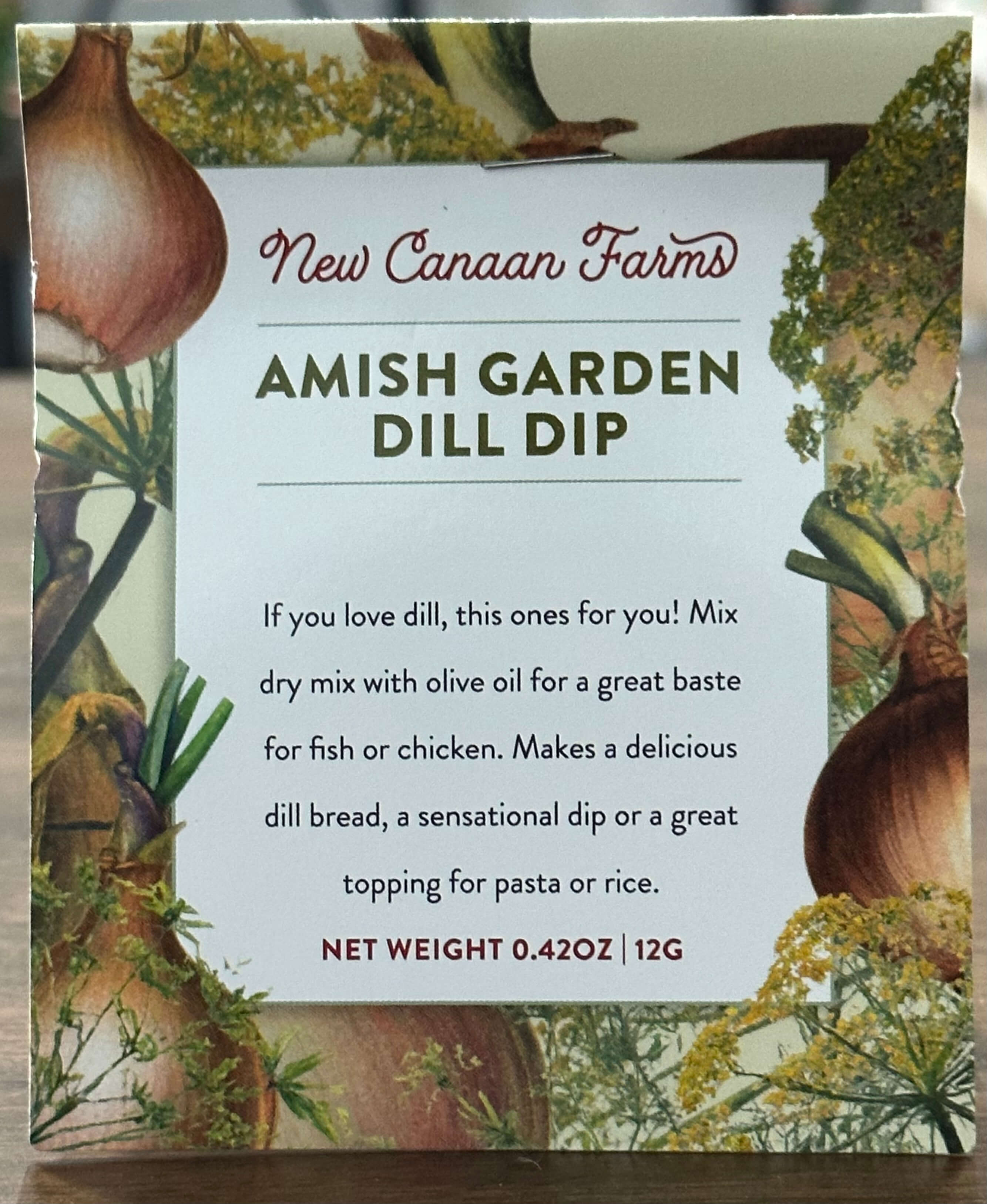 New Canaan Farms Amish Garden Dill Dip in a sealed pouch.