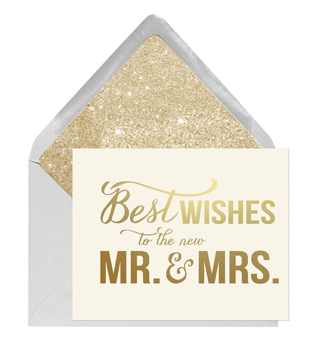Gold foiled Best Wishes to the new Mr. and Mrs. Wedding Card and coordinating envelope by Ginger P. Designs.