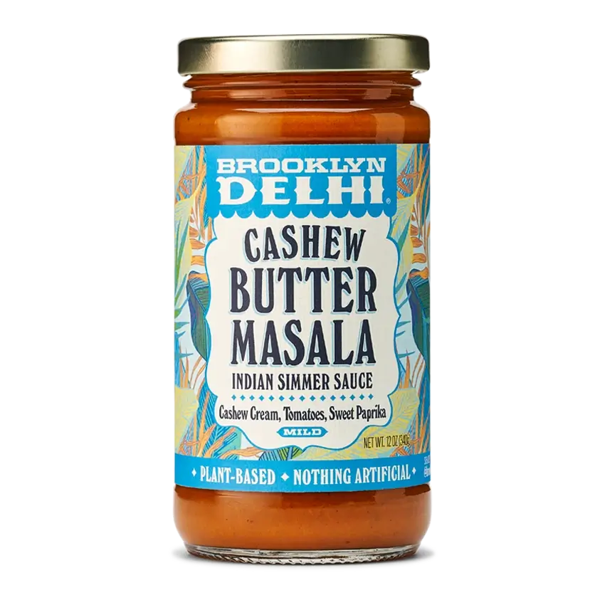Brooklyn Delhi Vegan Cashew Butter Masala in a glass jar.