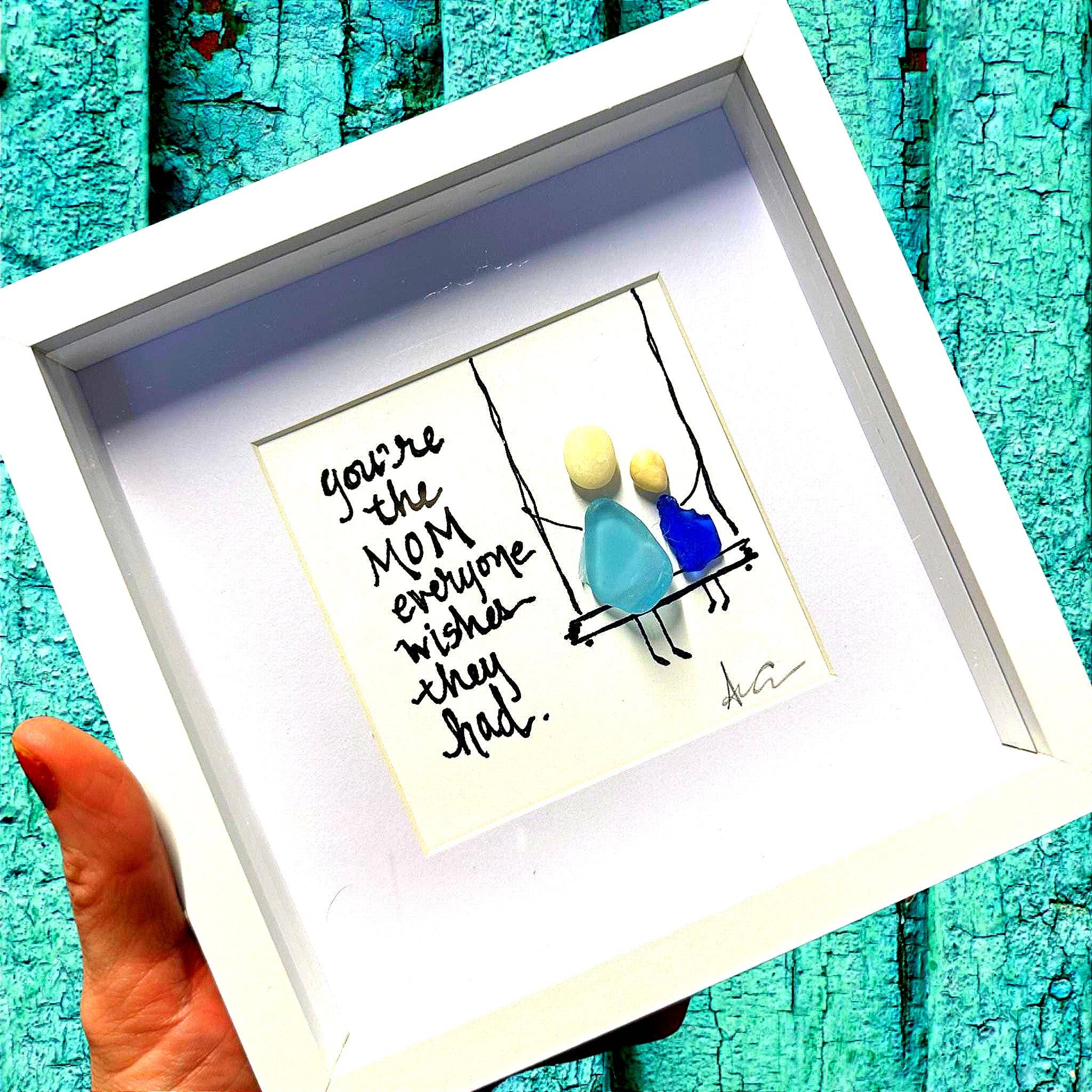 Mom Sea Glass Art - Sweet Swing Scene | Mother and Child