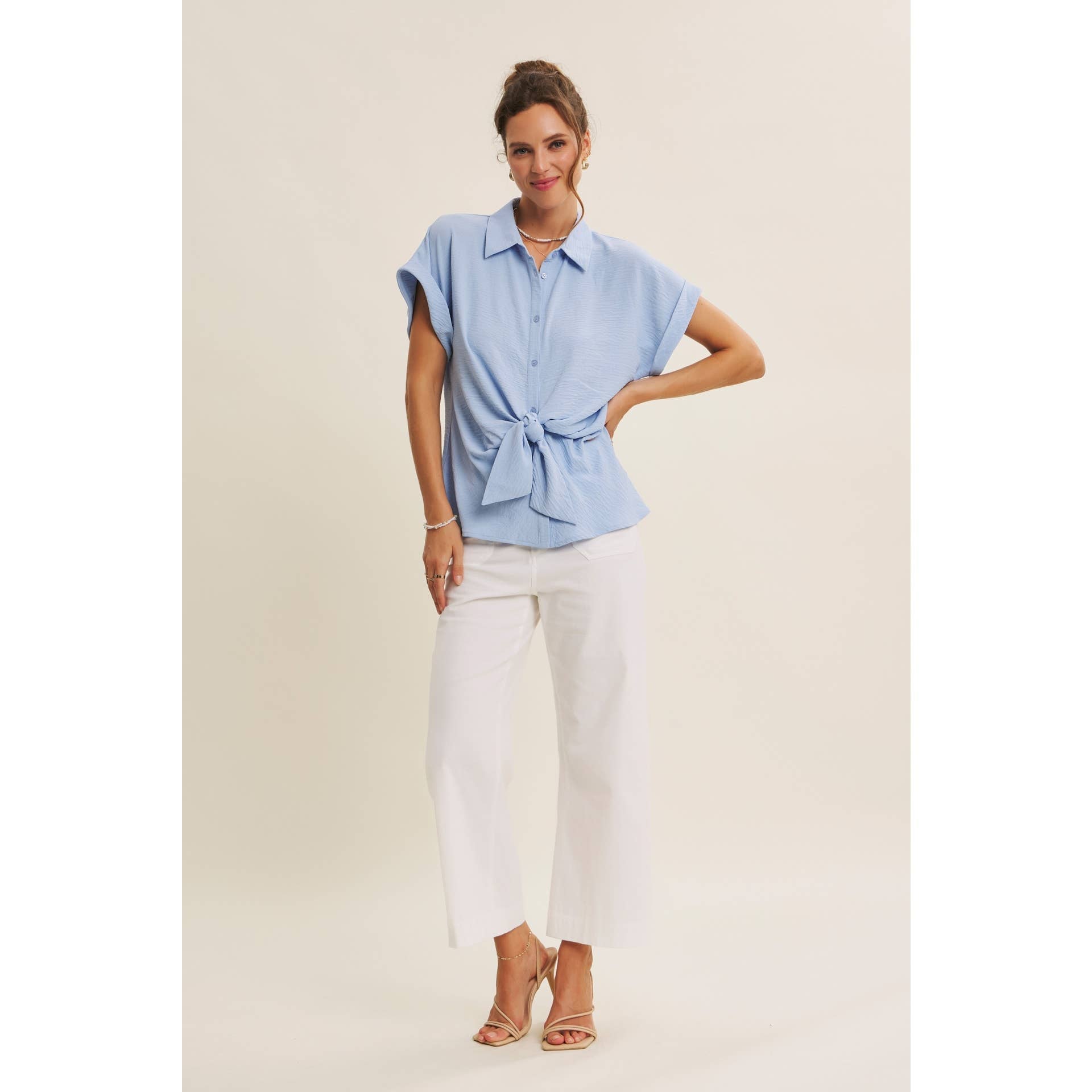 Knotted Blouse Top - Movement Shot | Flowing Silhouette