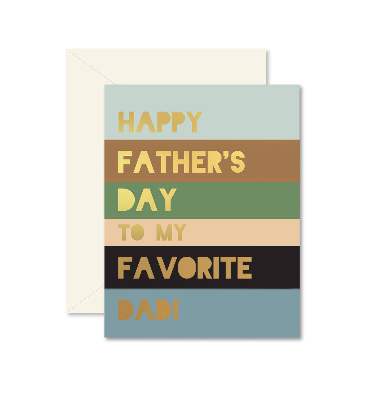Colorblock Favorite Dad Greeting Card with coordinating envelope by Ginger P. Designs. Card front says Happy Father's Day to my favorite dad!
