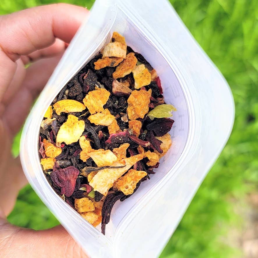Inside look of The Chai Box Jaipur Summer tea leaves.