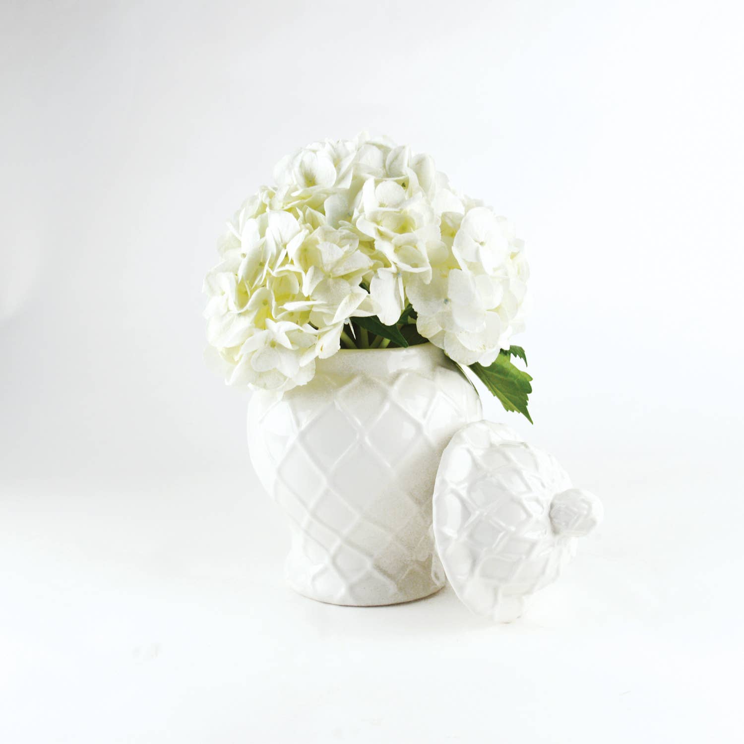 Small White Textured Ginger Jar by 8 Oak Lane. 