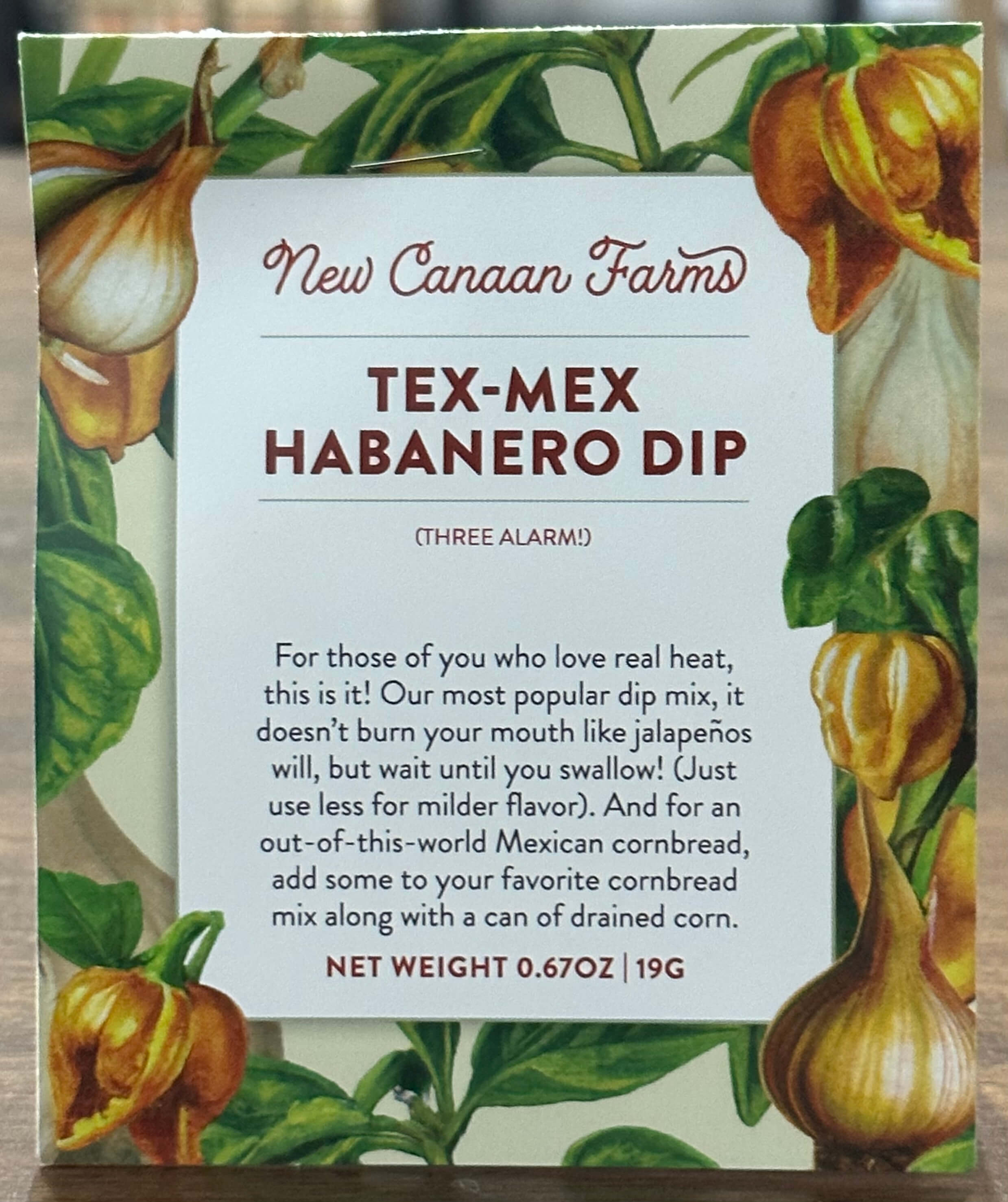 New Canaan Farms Tex-Mex Habanero Dip in a sealed pouch.